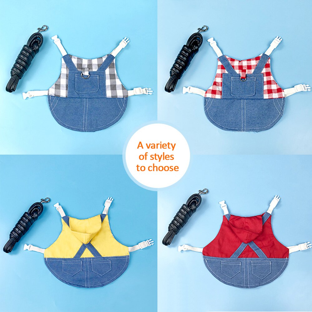 Kleine Ebene Denim Jacke Mantel nutzbar machen Leine Weste Tasche Hütte einstellen Haustier Kaninchen Kleidung für Frettchen Hase Hamster Kleine Haustier liefert