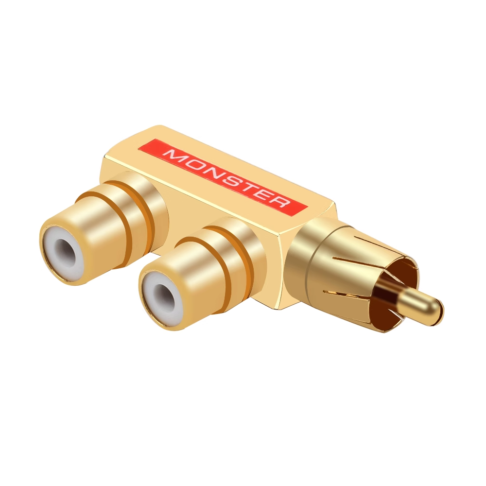 RCA-Adapter, 90 Grad rechtwinkliger Stecker, 1 RCA-Stecker auf 2 schnallen-Buchse, Audio--Video-Y-Splitter, Metallstecker für TV-Lautsprecher: Rose rot