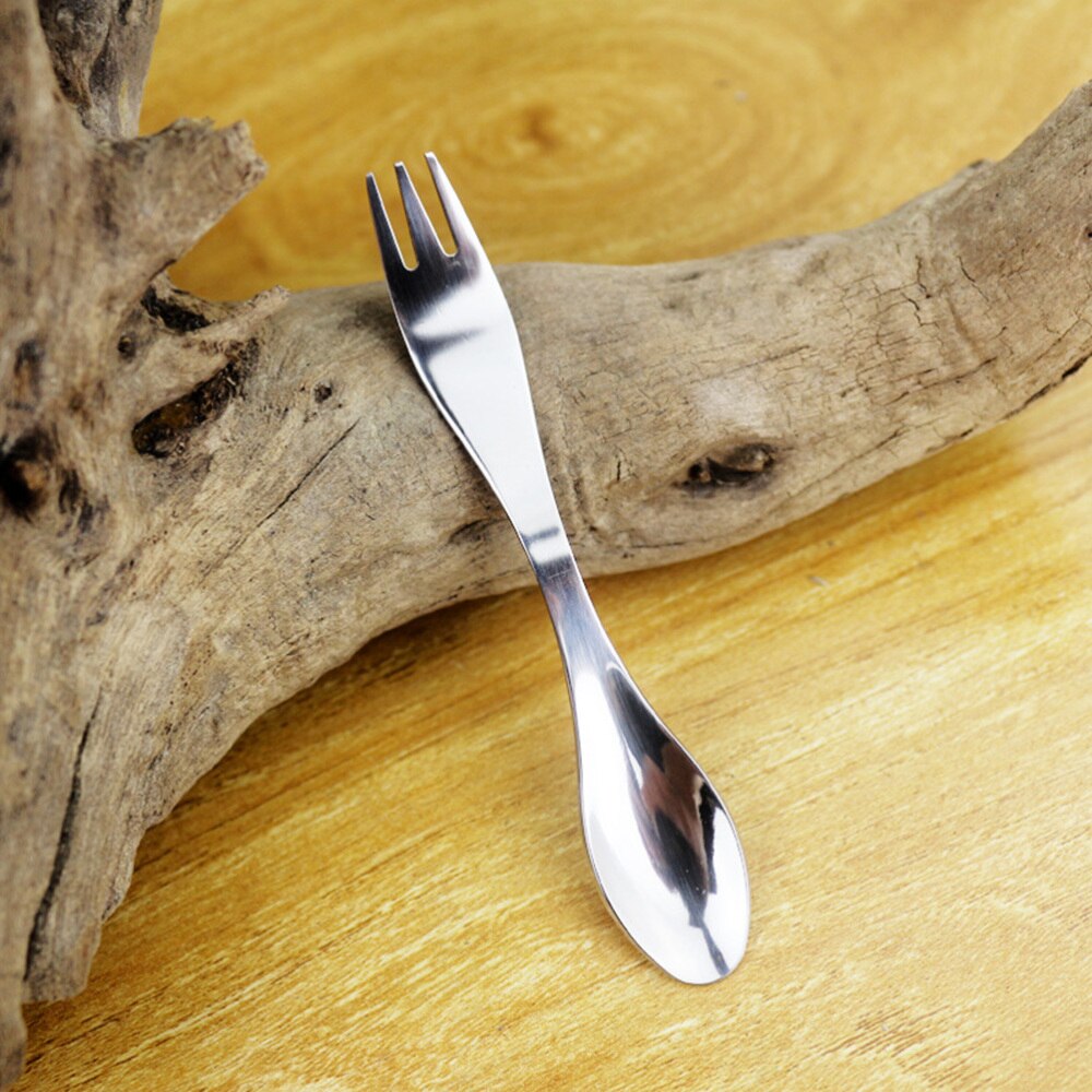 2 Stuks Rvs Double-Ended Spork Multifunctionele Vork Lepel Bestek Voor Camping Picknick Reizen