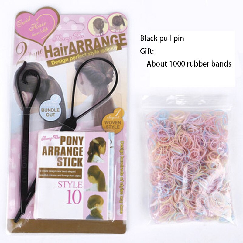 Juego de horquilla trenzada mágica de Accesorios para peinados, , banda de goma, estilo de peinado, Herramienta de Peinado trenzada, 1000 Uds.: BK