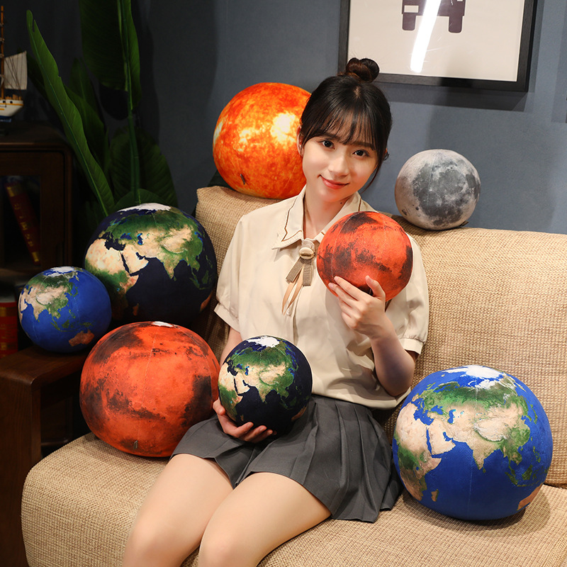 Simulación de tierra, sol, Marte, juguete de peluche, planetas rellenos en el sistema Solar, almohada de muñeca suave, cojín, juguetes para niños, decoración de de cumpleaños