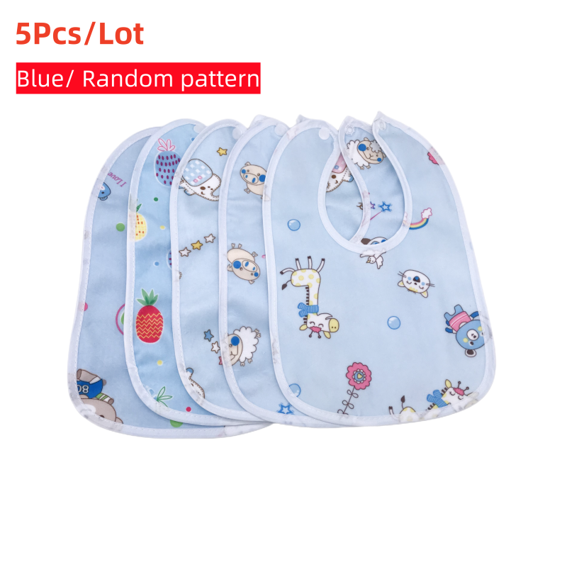 5pc Baby100% Cotton Babadores Burp Saliva Towel Cartoon Bibs Bandana Waterproof Boys Girls Accessories Clothing: blue