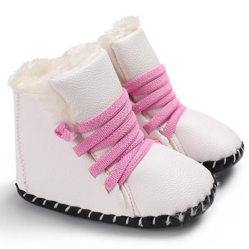 Kids Laarzen Kinderen Rubber Laarzen Winter Kinderen Dikker Pluche Snowboots Kind Warm Pu Lederen Korte Baby Baby Wit schoen: WHITE / 13(Insole 13.0cm)