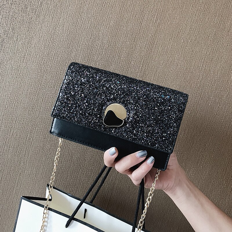 Women's Bag Mini Bag Women's Messenger Bag Sequin Chain Lock Square Sling Bag clutches women YUBAI