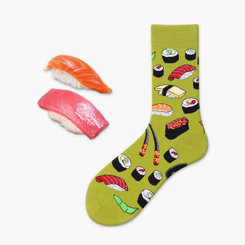 Avocado Omelet Burger Sushi Apple Plant Fruit Sokken Korte Grappige Katoenen Sokken Vrouwen Winter Mannen Unisex Gelukkig Sokken Vrouwelijke: Sushi