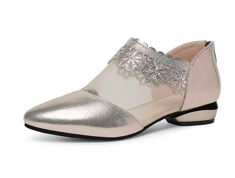 Femmes chaussures Bling Bling bout pointu chaussures plates maille unique chaussures femme mariage chaussures sans lacet chaussures décontractées g017
