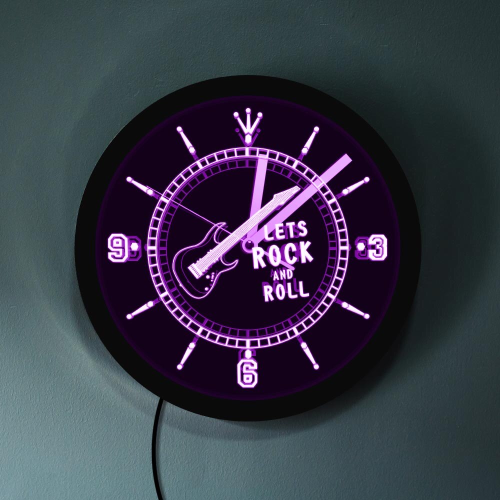 1Piece Rocking Guitar LED Neon Effect Wall Clock M... – Grandado
