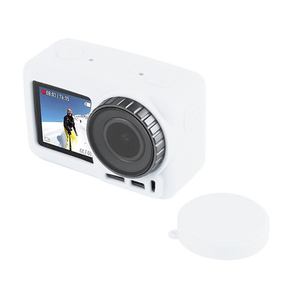 PULUZ-funda protectora de silicona con lente para DJI Osmo Action, funda suave: White