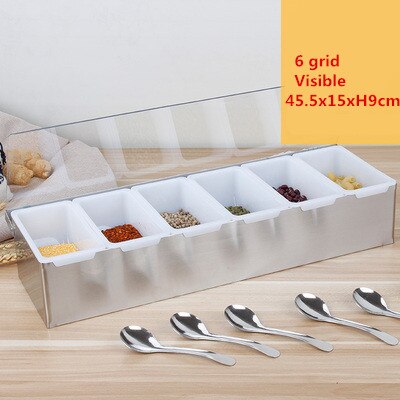 6 Compartment Seasoning Case Bar Condiment Box Holder Bar Drinks Fruit Garnish Cocktail Lime Lemo snack container storage box: Visible 6 grid