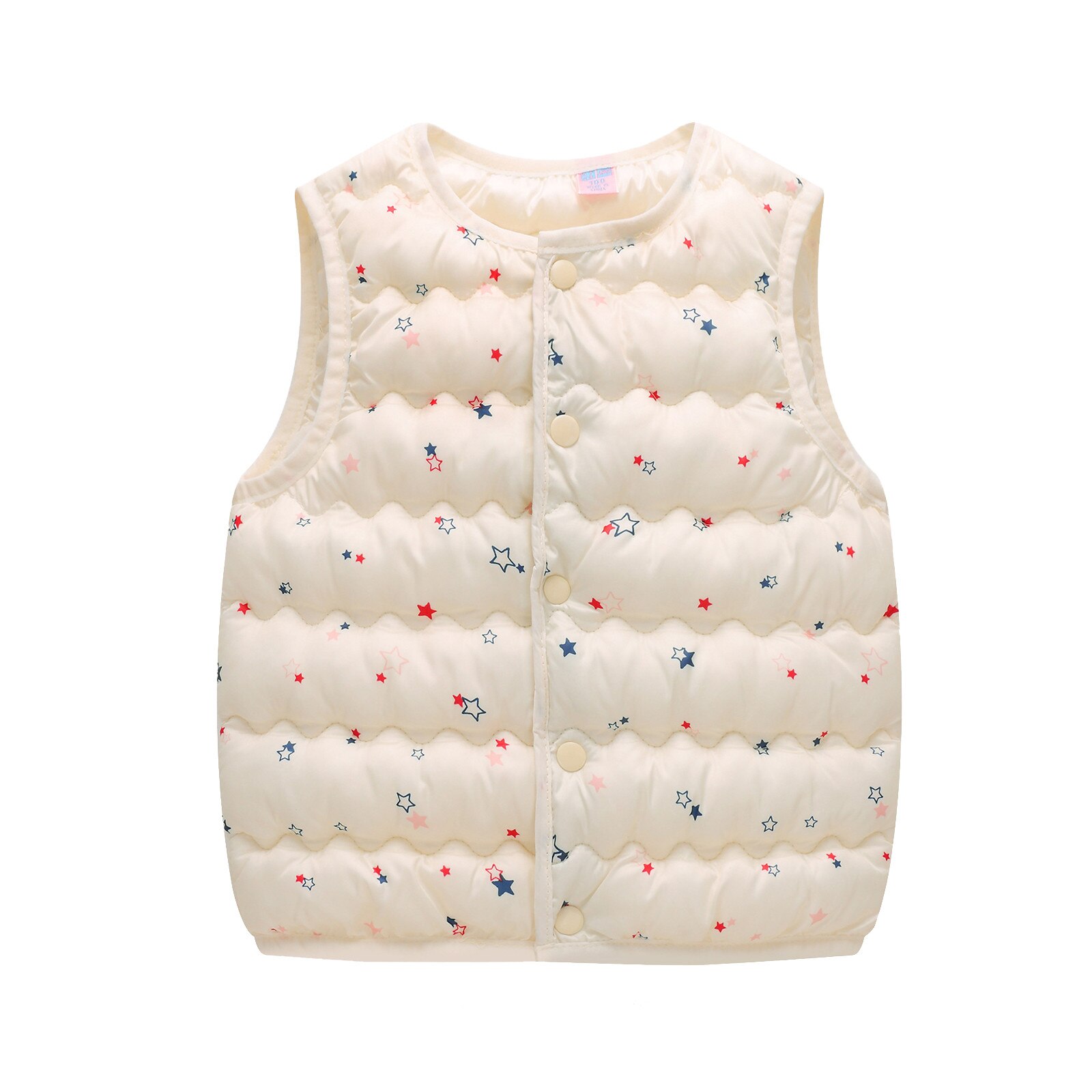 Stars Print Baby Jas Vesten Peuter Jongens Meisjes Mouwloze Outdoor Vest Uitloper Outfits Baby Winter Warme Kleding: White  / 9-12 Months