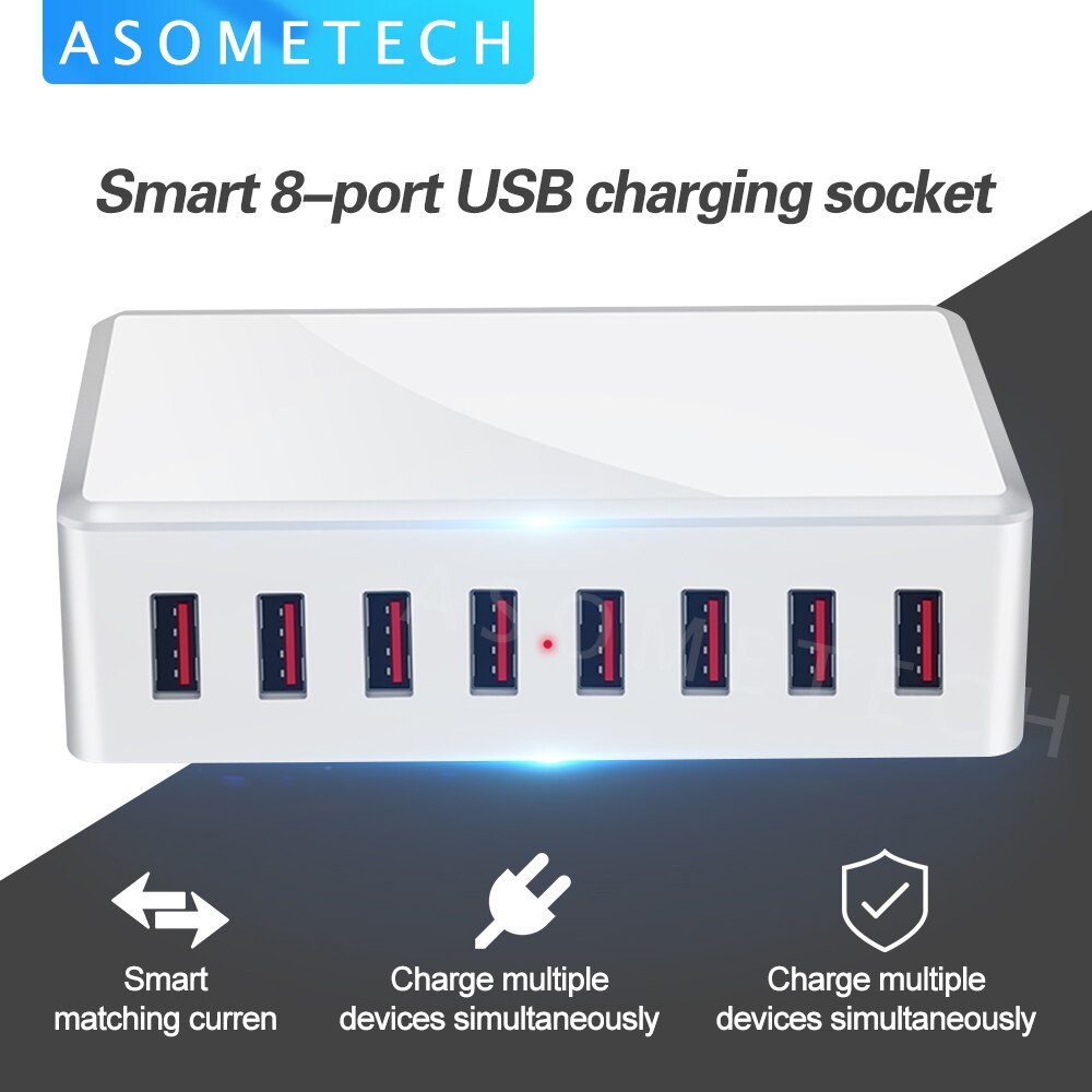 40W 8 porte caricatore USB adattatore HUB stazione di ricarica presa caricatore del telefono per iPhone 6 7 8 Samsung Xiaomi Huawei US EU UK AU Plug