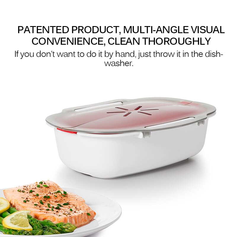Food Grade Pp Dampende Schotel Magnetron Stoomboot Mand Vis Vlees Groenten Voedsel Steamer Keuken Kookgerei Thuis