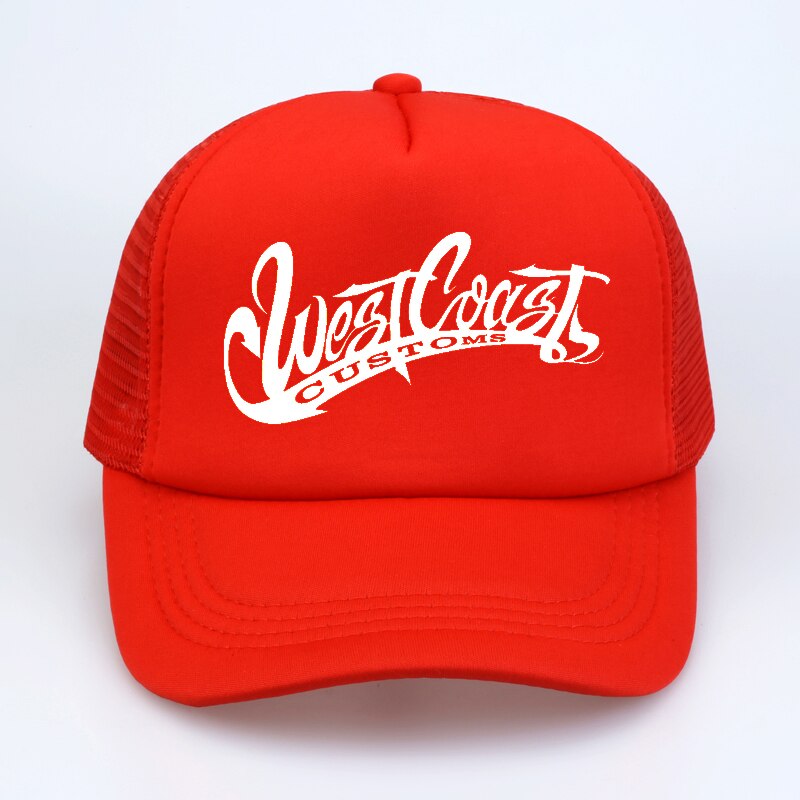 Men Women west coasts customs GLDAN hat Letters Print Baseball Caps Summer Hip Hop Casual cool mesh trucker cap hats: Red