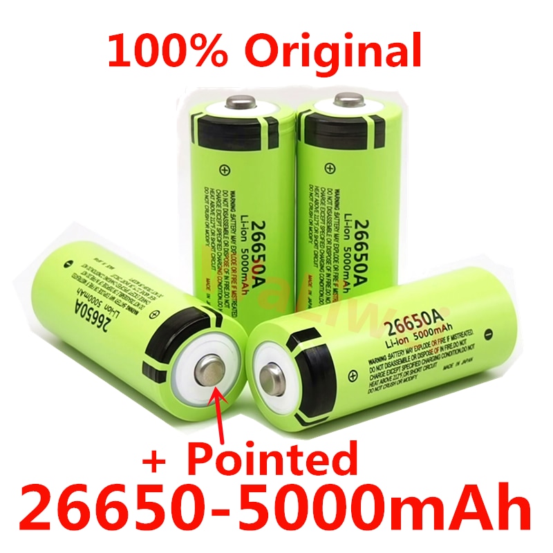 26650 Originele 3.7 V 5000 Mah Lithium Oplaadbare Batterij 26650 Met Spitse (Geen Pcb) Voor Zaklamp Batterijen