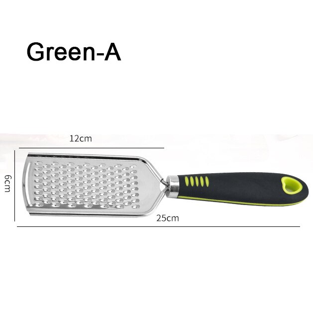 Cheese Grater Stainless Steel Grater Peeler Citrus Ginger Garlic Slicer Long Handle Cheese Planer Shavings Knife Kitchen Tool: Green-A
