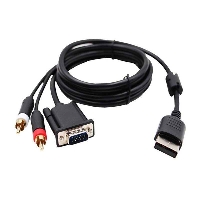 1.8m Vga For Sega Dc Dreamcast Cable For Vga Monitor And Audio Rca + 3.5mm To 2-male Rca Adapter nickel plated connector plugs