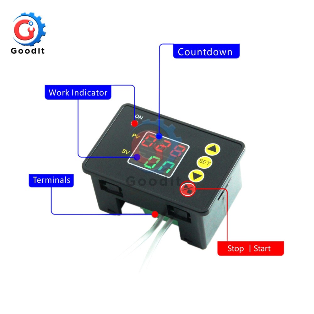 T2310 LED Digital Time Controller Countdown Timer On/Off Switch Delay Timer Relay Module with Buzzer High Precision Intelligent