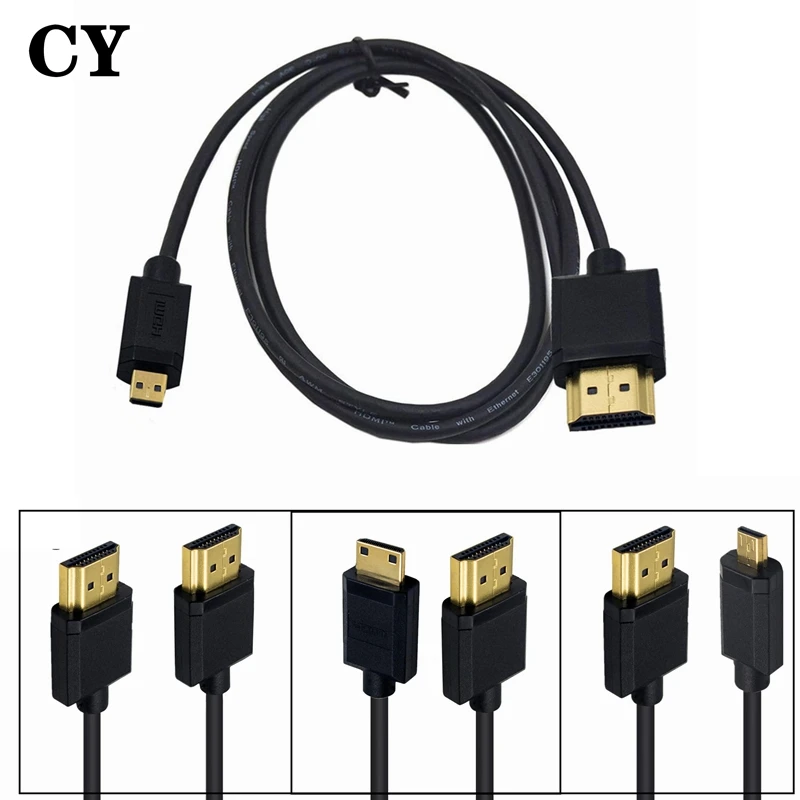 Supermyk mikro-hdmi til hdmi til mini mini-hdmi-kompatibel kabel ultratynn 4k bærbar kort hdmi tv pc kort kabel