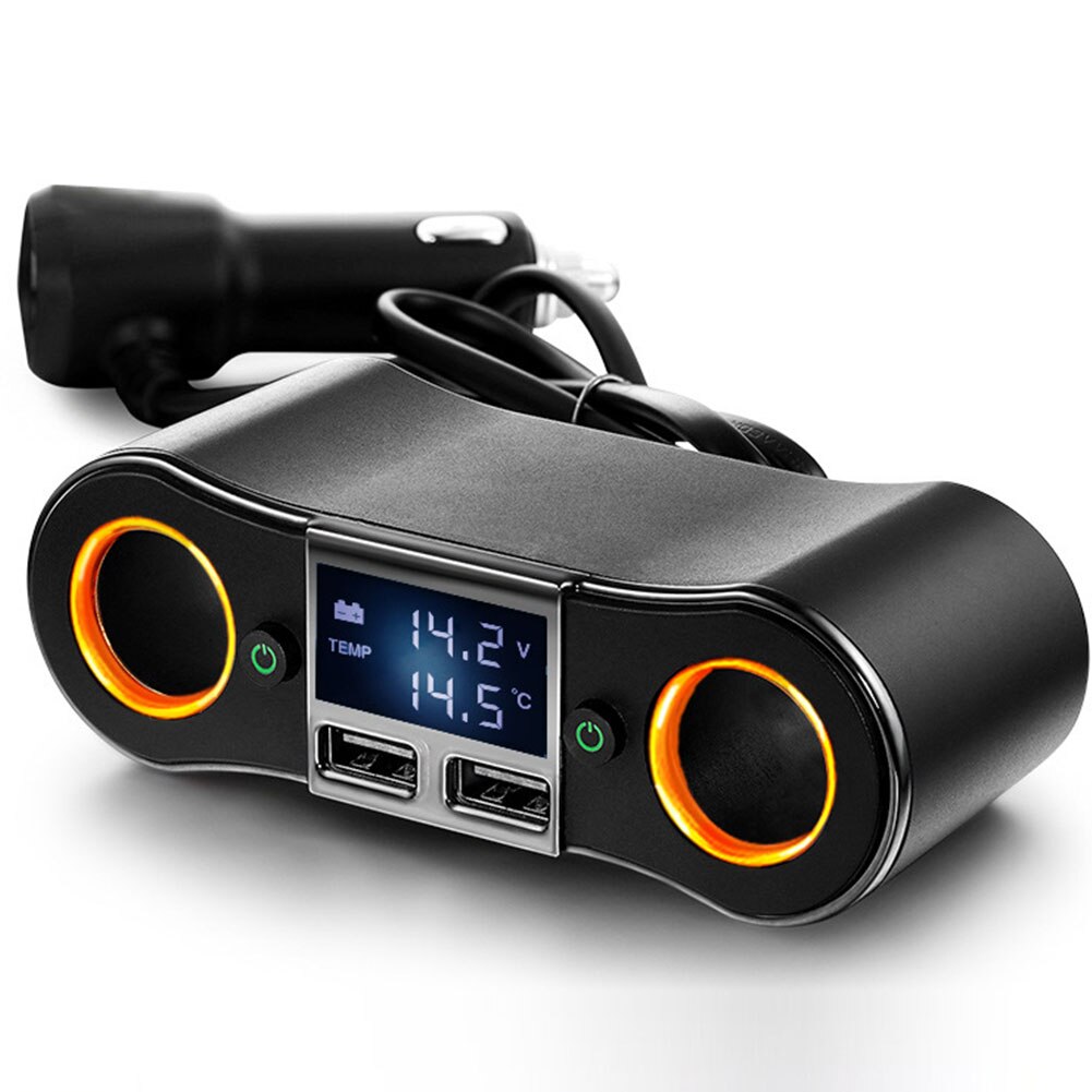 12V DC USB Double Plug Car 2 Way Adapter Cigarette Lighter Splitter Charger Socket: Default Title