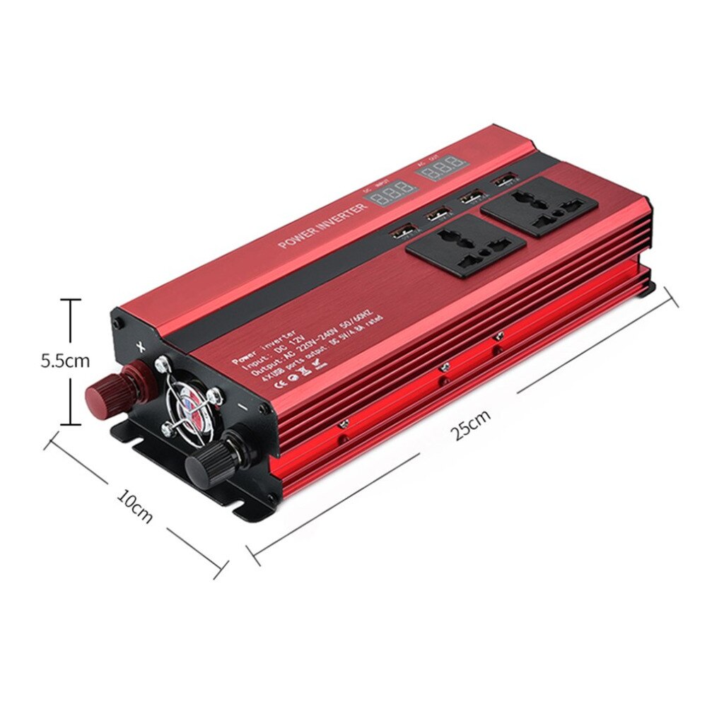 Car Styling 1000W Power Car Vehicle Inverter with LCD Display 12V-220V Automotive Converter Power Supply with 4 USB Ports