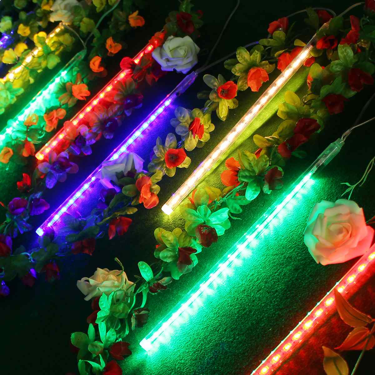 8 st/set 30cm 144 led meter dusch regnljus fallande stjärna istappar snöfall julgran snöre ljus utomhus vattentät  ip65