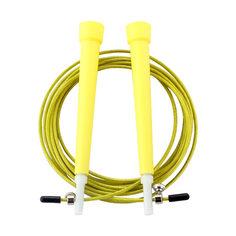 Speed sjippetov crossfit mænd og kvinder kabel stålwire fitness springleje hoppereb bodybuilding gym hoppereb: Gul