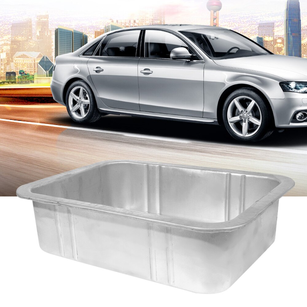 5L Steel Oil Drain Pan Waste Engine Oil Collector Tank Gearbox Oil Drip Tray Fuel Fluid Change Garage Tool for Repair Car (Silve
