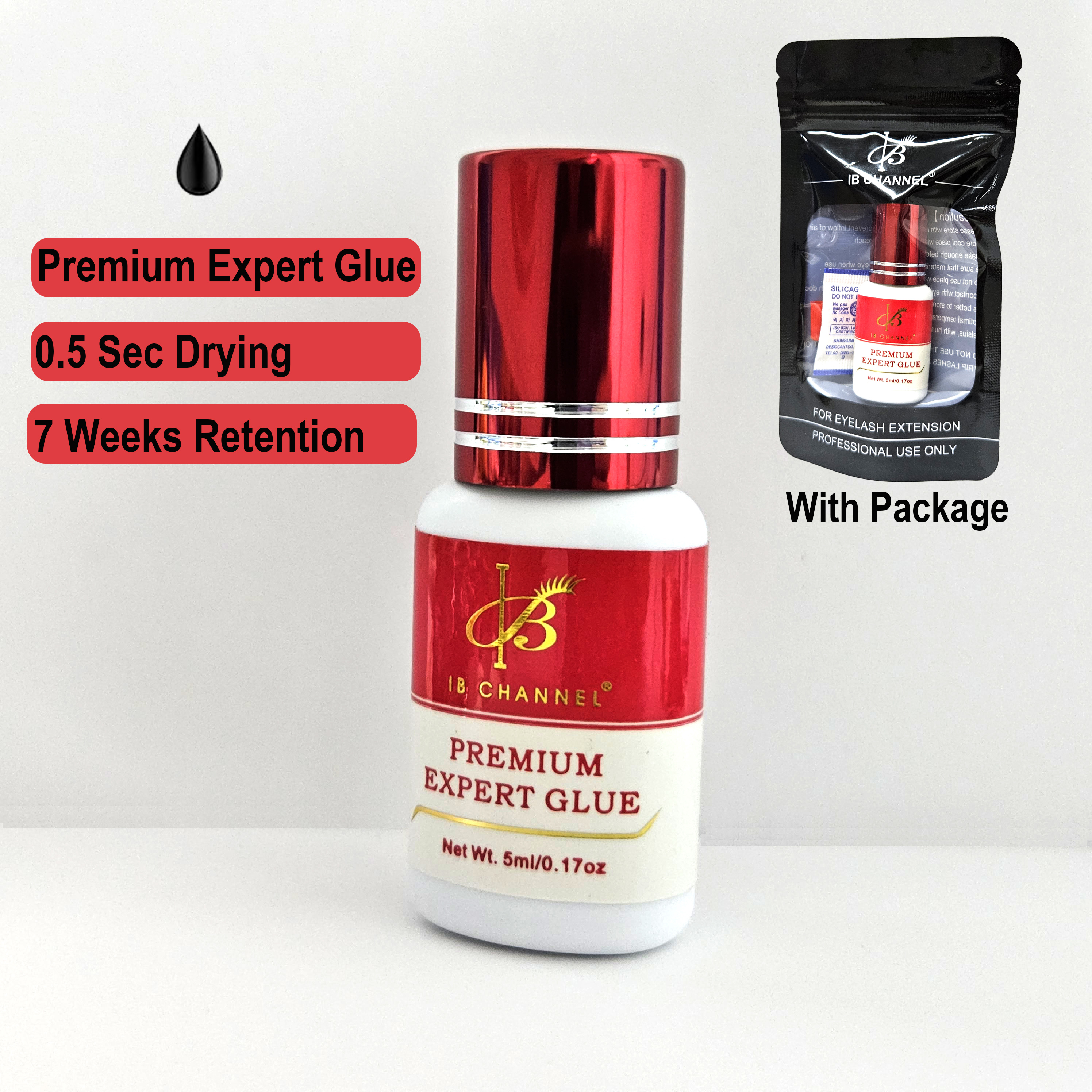 Colle pour extensions de cils, , i-beauty IB Ultra super colle Master/EXPERT, colle individuelle pour extensions de cils à séchage rapide: Gris clair