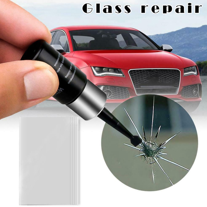 Bil forrude reparationsværktøj diy vindue reparationsværktøj forrude glas ridse revne gendanne vindueskærm harpiks + klinge + strimler