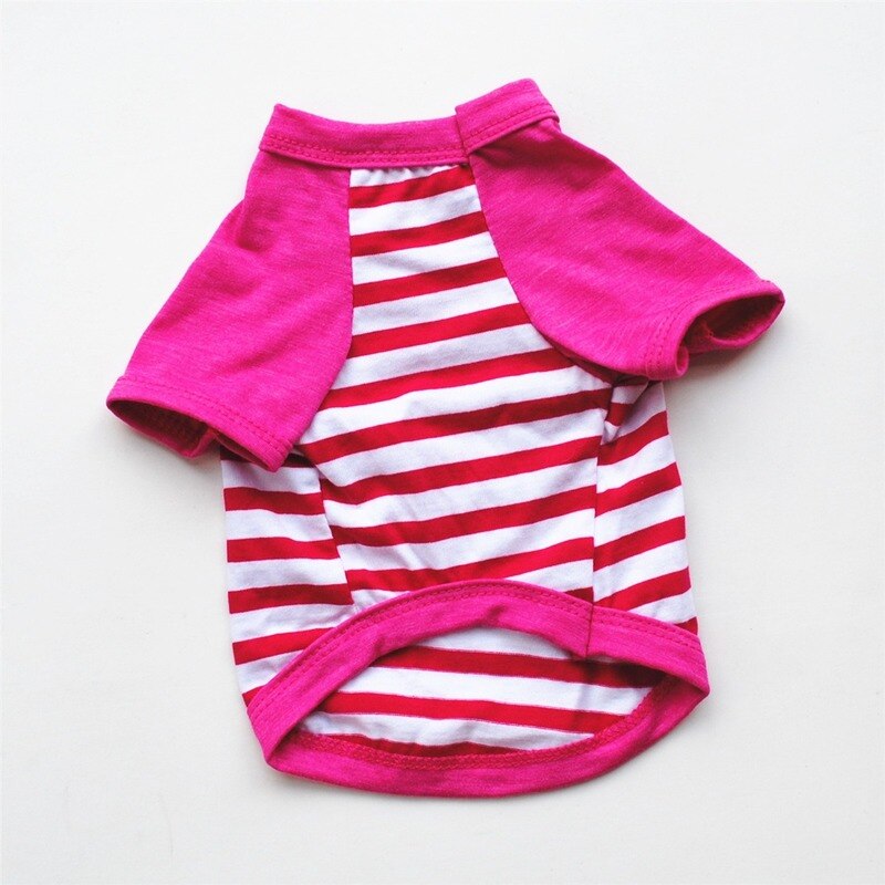 Red Striped Dog Clothes Clothing for Dogs Super Pet Outfits Cute Summer Vest Yorkies Print Footprint Ropa Para Perro