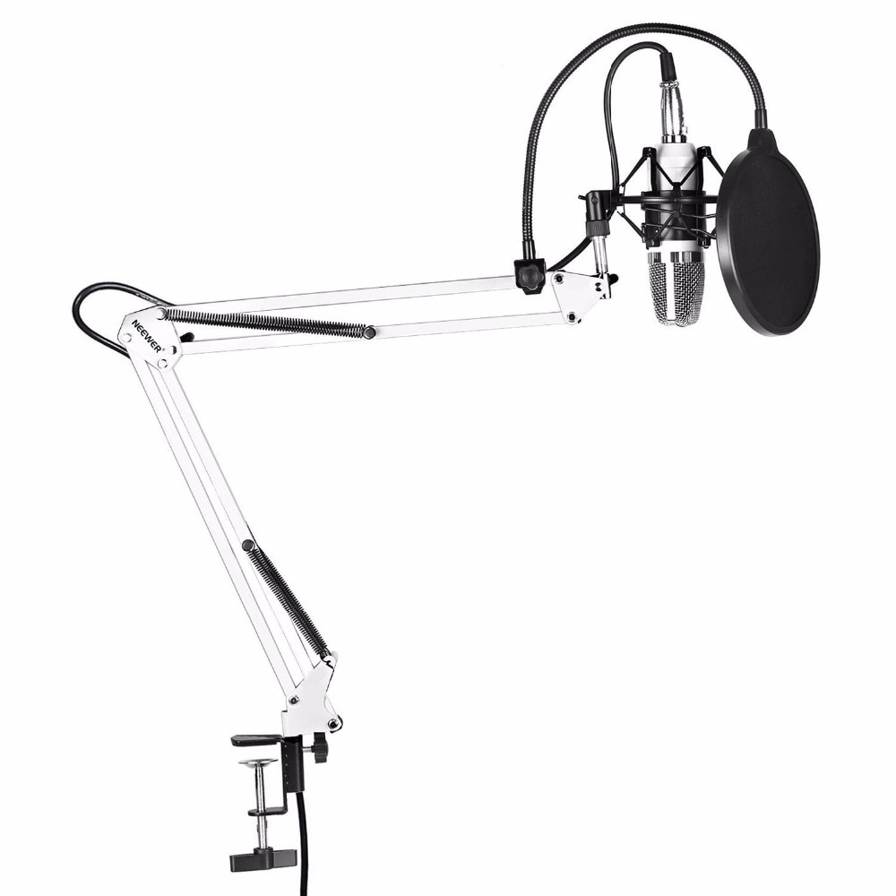 Neewer NW-700 Kit de micro, comprend: (1) Microphone à condensateur + (1) pied de Microphone + (1) filtre anti-Pop + (1) support anti-choc blanc