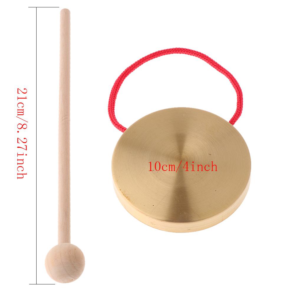 10cm/ 4 tommer hånd kobber gong messing kapel opera percussion med trommestik mini slammende musikinstrumenter kid musik legetøj