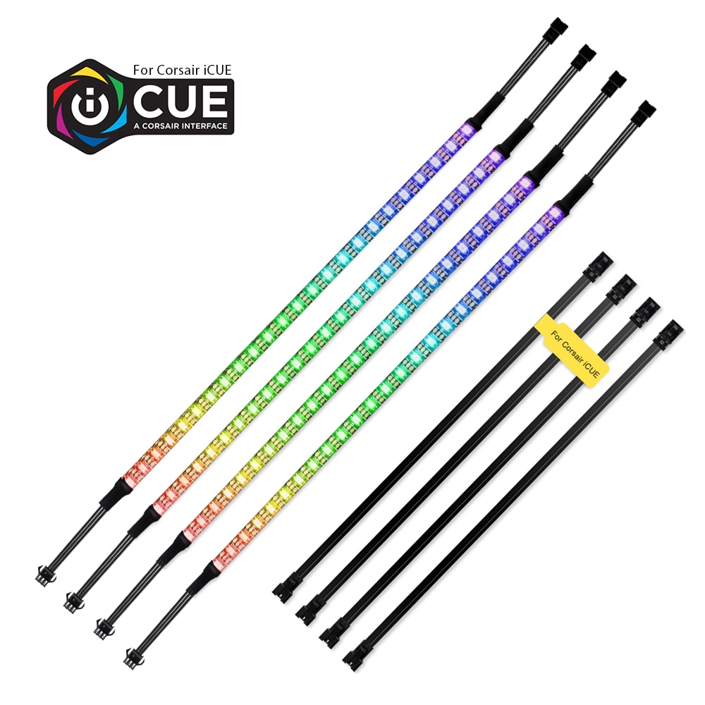 40cm Addressable WS2812b Digital LED Strip Rainbow RGB LED Lighting Kit for PC Computer Case Decor, for iCUE a CORSAIR Interface