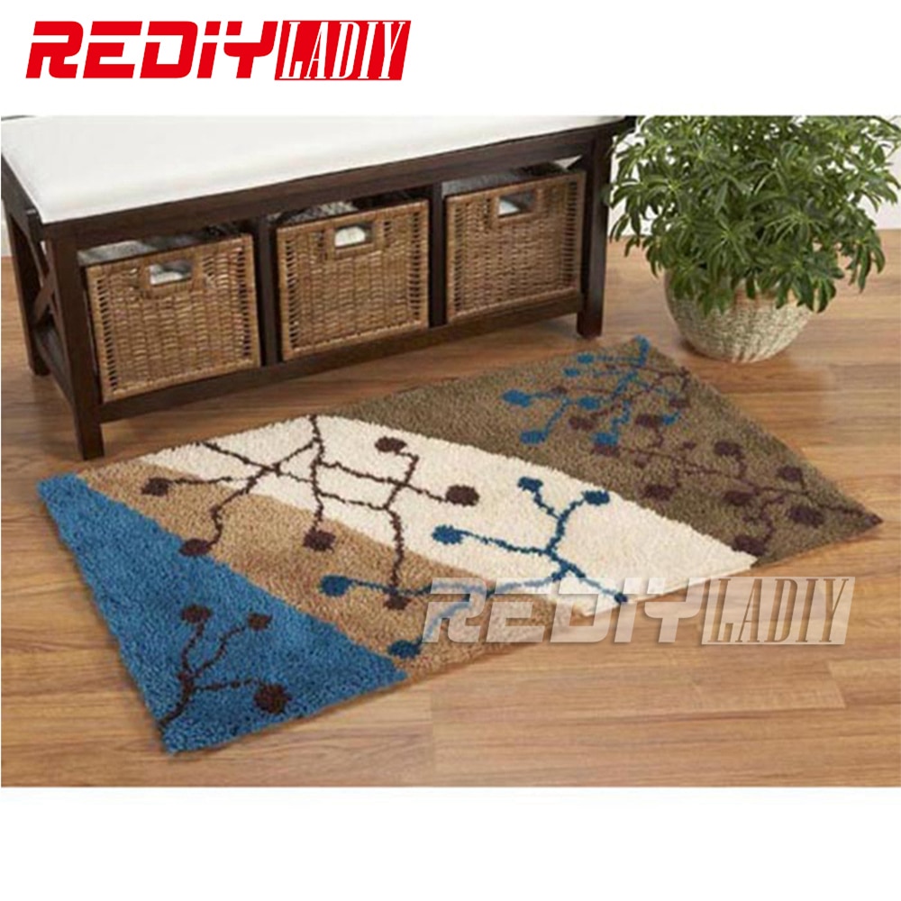 DIY Carpet Rug Classic Flowers Blanket Latch Hook Rug 3D Crocheting Tapestry Acrylic Yarn Cushion Set for Embroidery Floor Mat