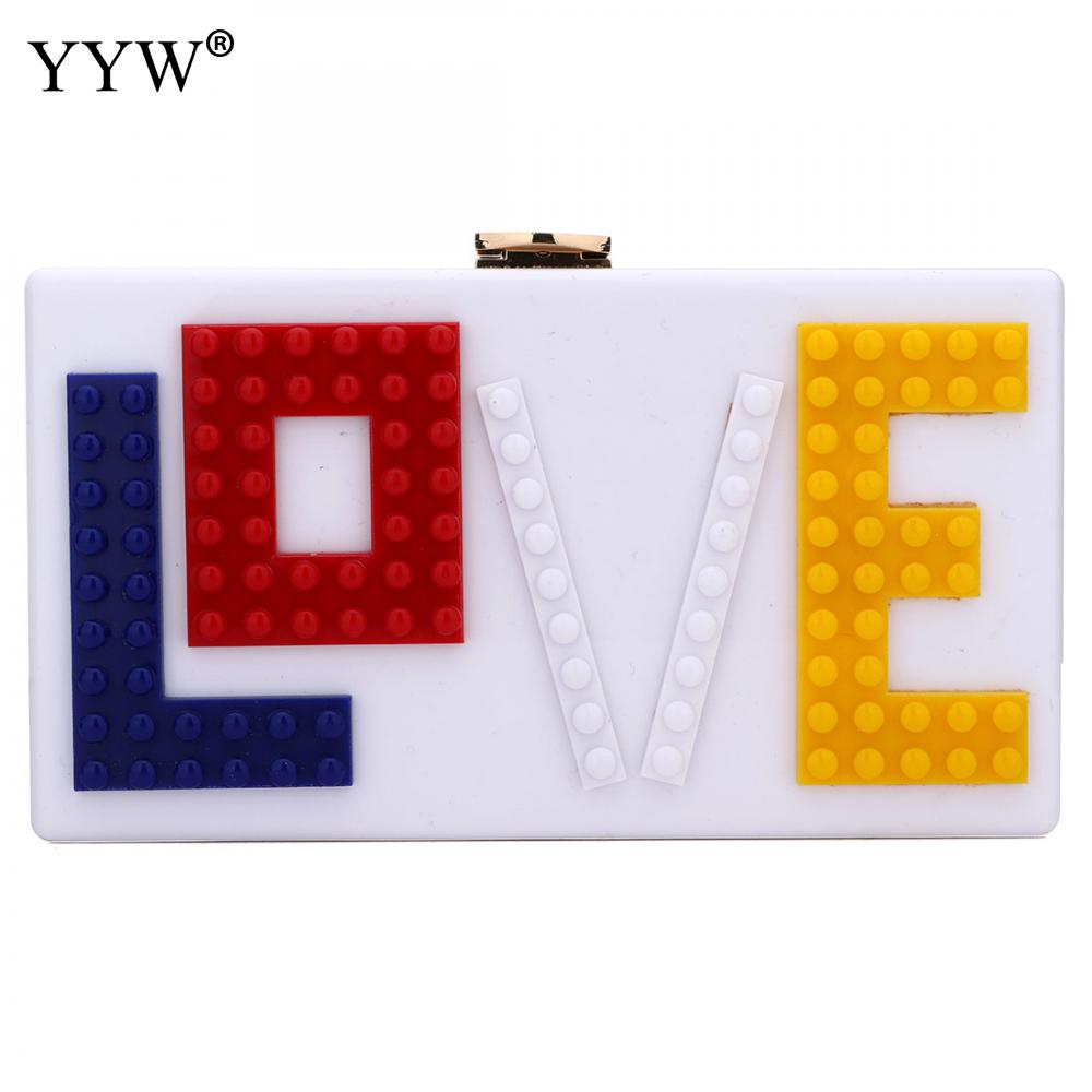 YYW Bolso tipo caja de , bolso de mano, bolso de hombro, para novias de ensueño, sobre Carta de damas de honor, bolso de amor blanco para mujer, bolso de noche de con cadena: white