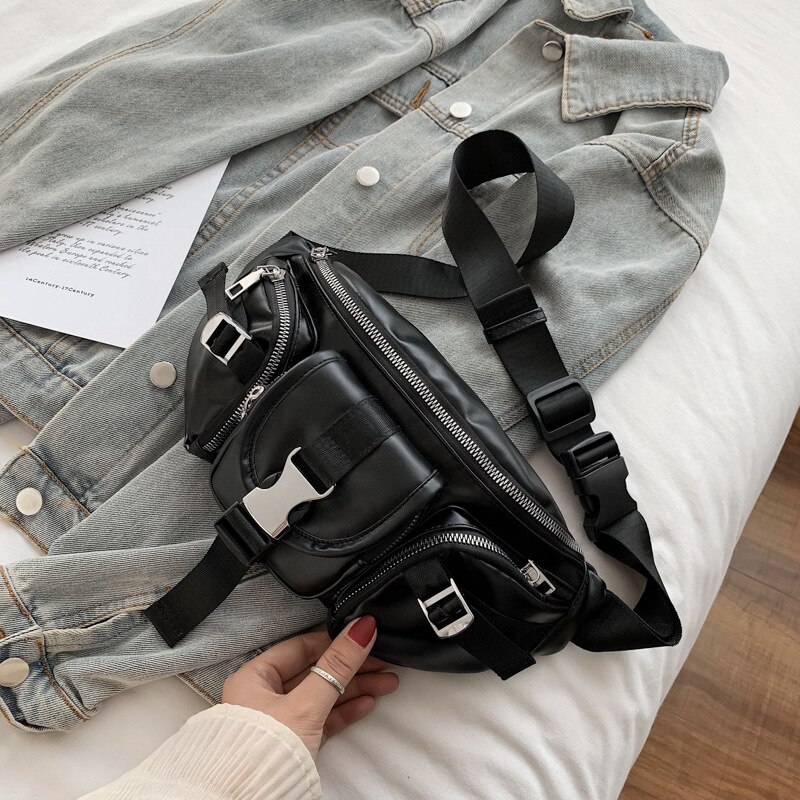 Y demo techwear elegant midjeveske kvinner punk spenner en skulderveske grunge lomme glidelås håndveske kvinne