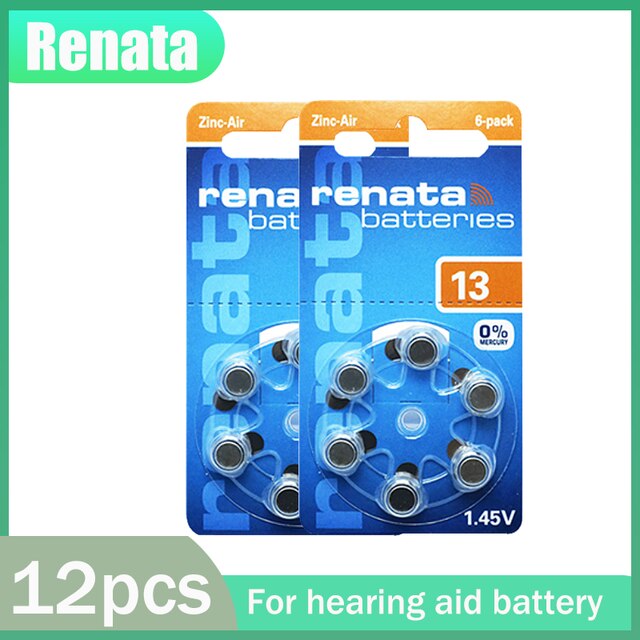 Renata – batterie Zinc-Air A13 13A 100% V 1.45 mAh, 12-20 pièces, 305 d&#39;origine, 13 P13 PR48, pour appareil auditif, boutons, pièces de monnaie: 12pcs
