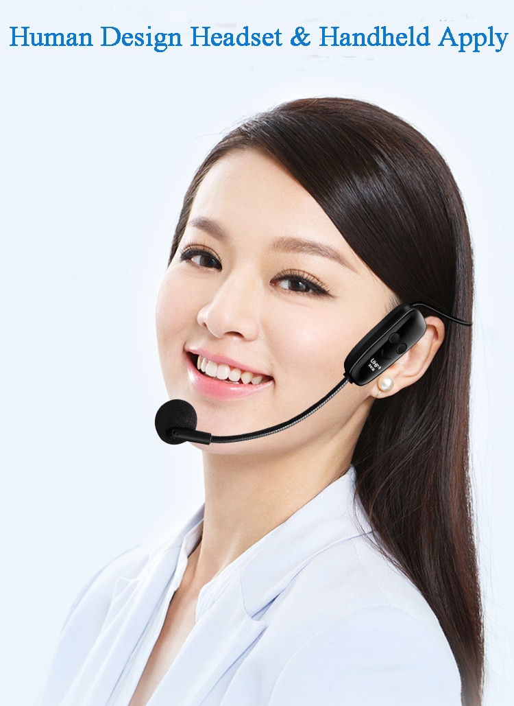 Unidirectional Dual UHF Microphones Removable Wireless Mic Earhook Headset Microphone System for Teaching Classroom