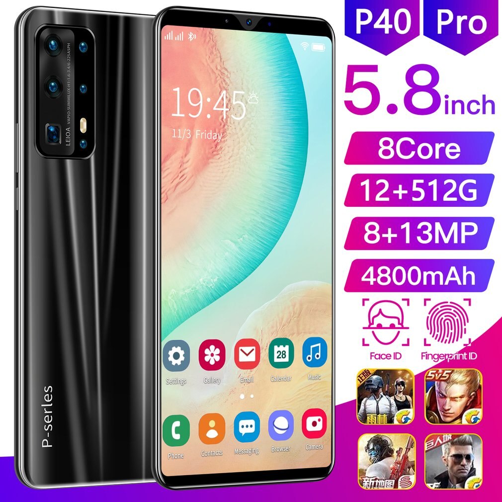 5.8 Inches High Definition Screen Green Intelligent Mobile Phone 512MB+4G 2 Megapixel 2000mah Fingerprint Unlock