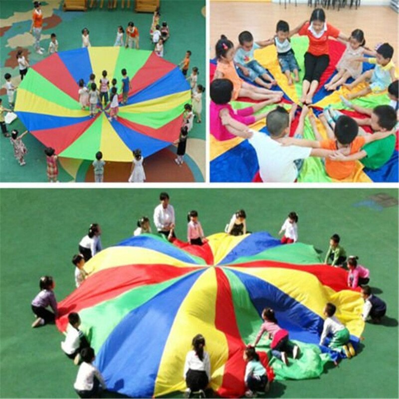 2 M/3 M/3.6 M/4 M/5 M/6 M Diameter Outdoor Regenboog paraplu Parachute Speelgoed Jump-Sack Ballute Spelen Voor Kinderen