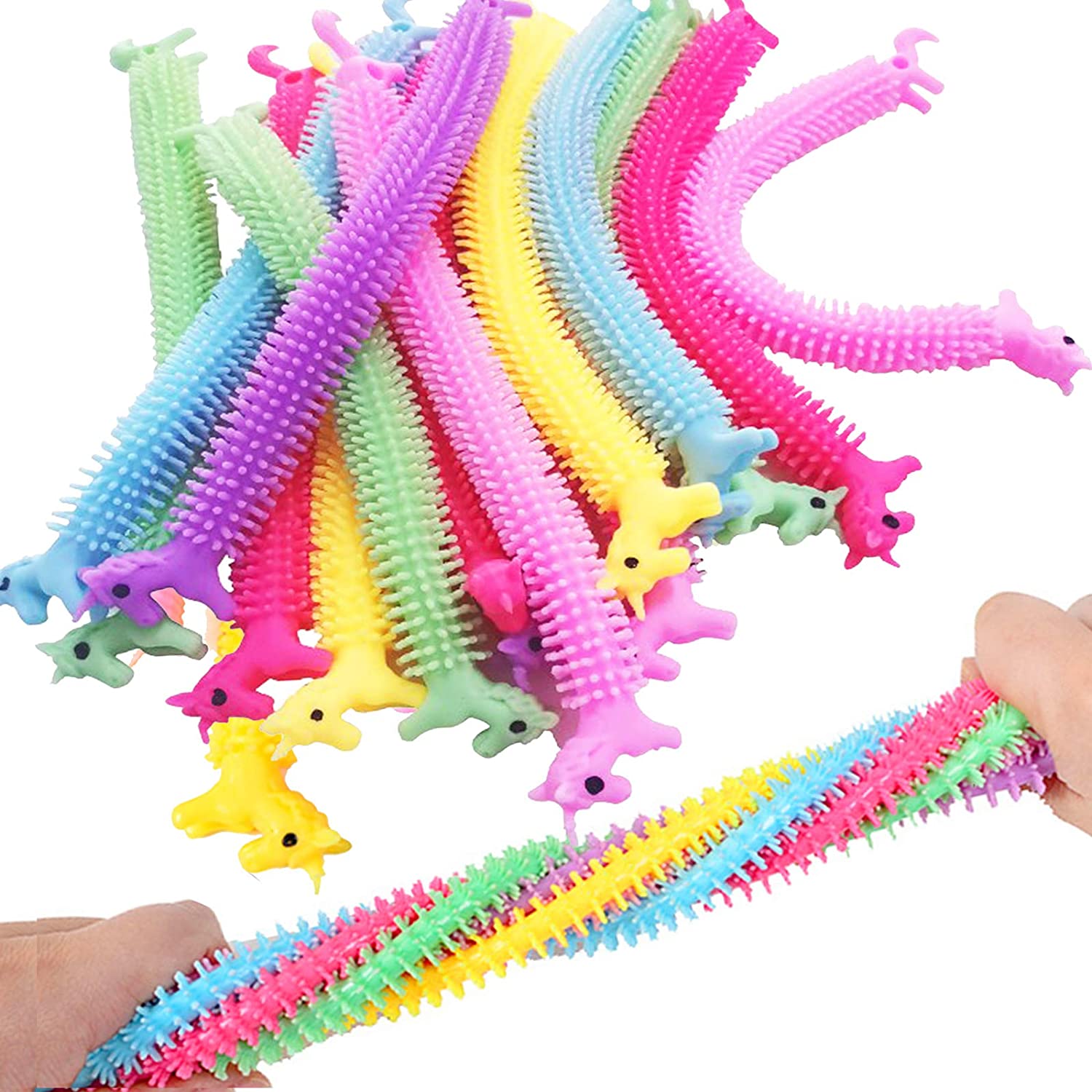 Unicorn Stretchy String Fidget Toys, Therapy Sensory Toys Anxiety Squeeze Monkey Noodles for Kids and Adults with ADD ADHD: B Random 5PCS