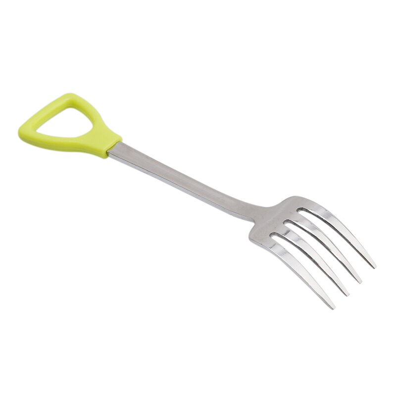1 cuchara de acero inoxidable con forma de pala, de café, helado, cuchara sopera de miel, mango largo, cucharas de té para niños: Green fork