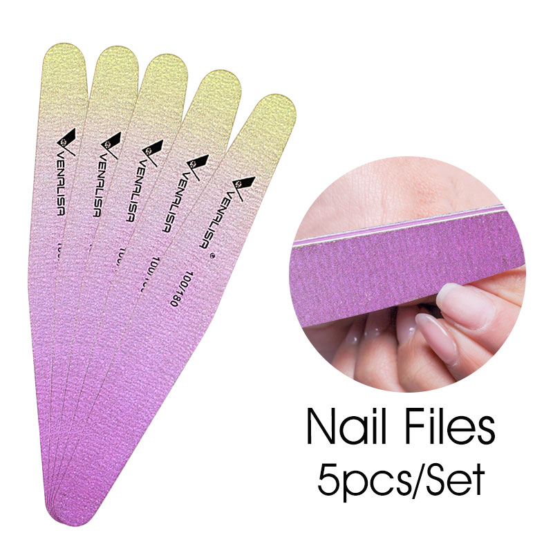 Nagelvijl 5 Stks/partij Buffer Dubbele Kant Van De Nagelvijl Buffer 100/180 In De Nail Art Venalisa nail Art Tool: 5Pcs 100 180