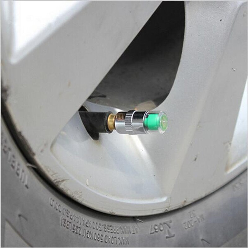 4 stks/set Universele 2.0Bar Auto Ventieldopjes Kleurrijke Wiel Caps Stofdicht Rustproof Caps Voor Auto Auto Bandenspanning Waarschuwing