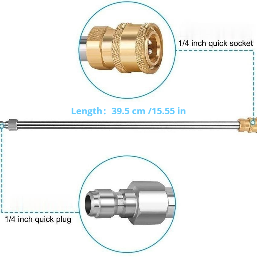 Hochwertiger Hochwertiger Hochdruckreiniger-Verlängerungsstab aus Edelstahl mit Schnellanschluss (1/4 Zoll) – Hochleistungs-Upgrade