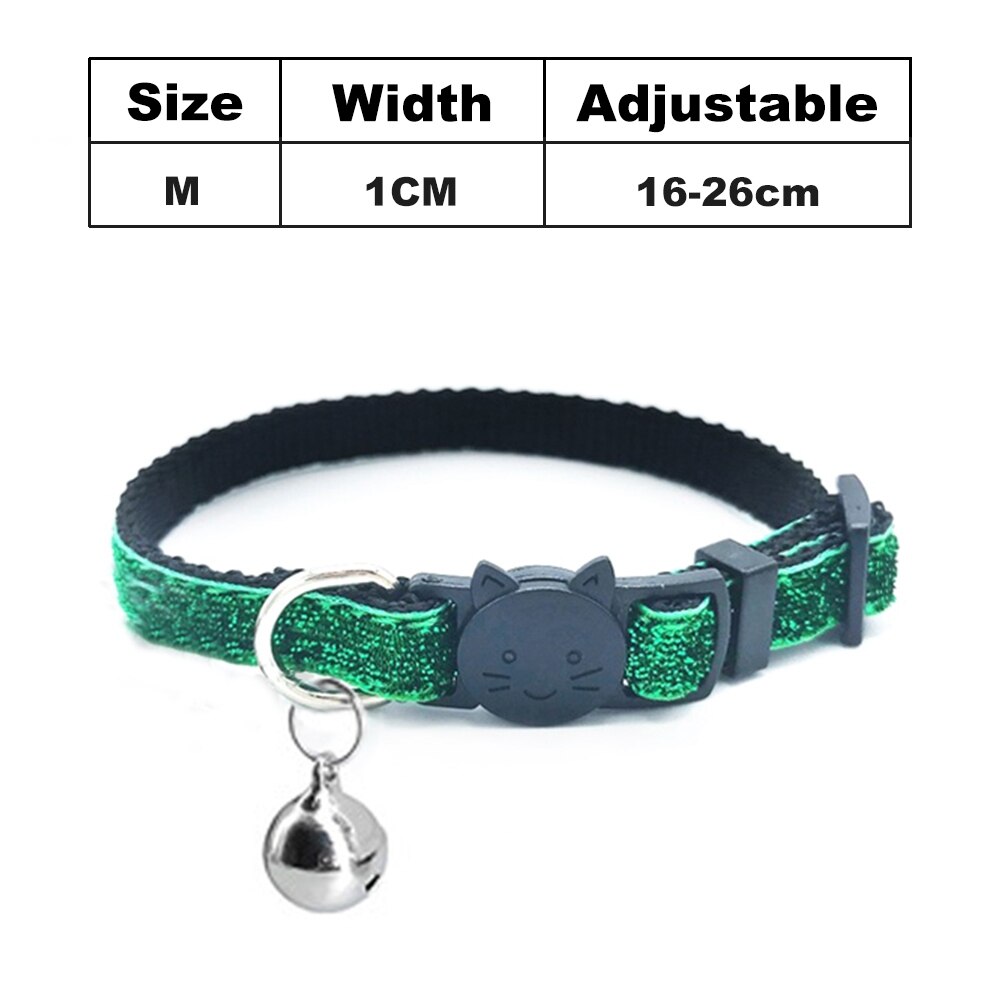 Collar para gatos, productos para collares para perro y mascotas, Collar para Gato, arnés para cascabel para gatos, Correa brillante para gatito: Green Cat Collar
