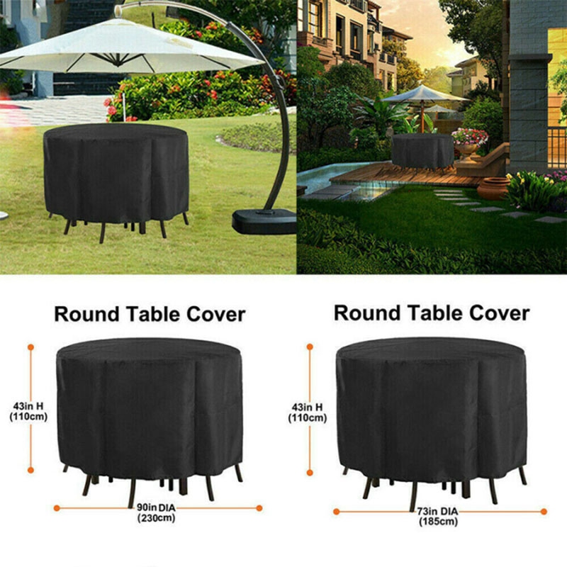 Zwart Waterdichte Outdoor Tuin Patio Meubels Tafel Ronde Cover Onderdak Tafel Anti-Dust Bescherm Tas Textiel S