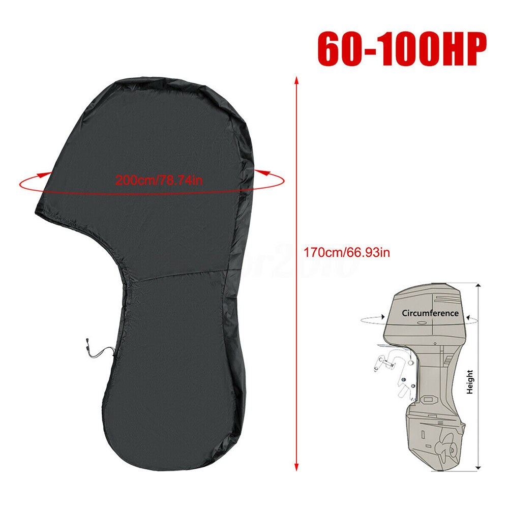 Outdoor Portable Engine Protector Outboard Boat Black Full Motor Cover Waterproof Dustproof Oxford Cloth Durable Accessories