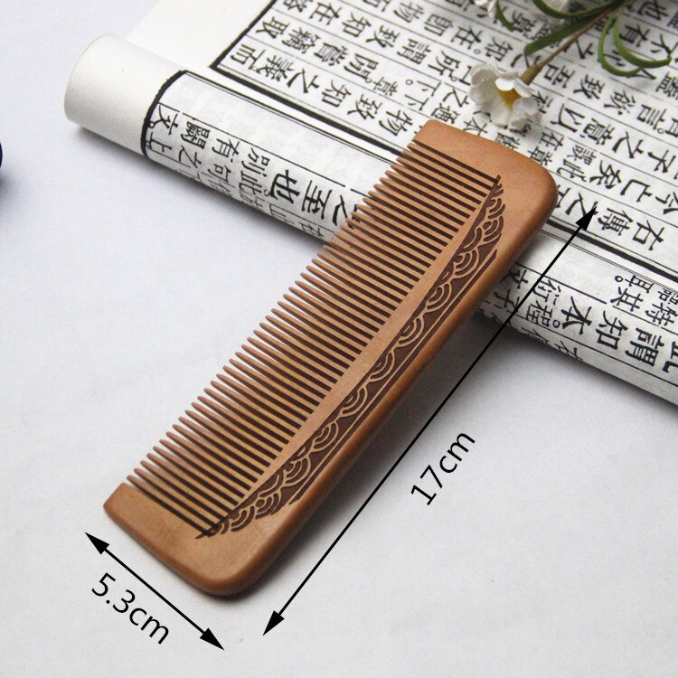 1Pcs Peach Wood Comb Flower Painted Anti-Static Natural Head Massage Comb Handmade Wooden Hair Comb Hair Styling Tools For: NO.11