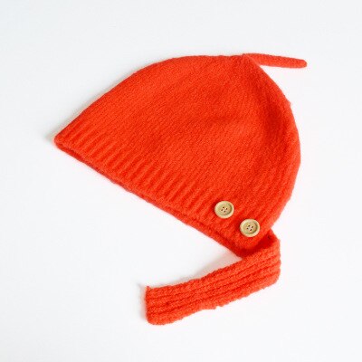 Geborduurde letters effen kinderwintermuts wollen streep gebreide kindermuts gehaakte meisjesmutsen winter jongensmuts babymutsen: Oranje